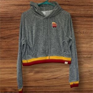 WOMENS UTAH JAZZ DANCER GREY CROPPED HOODIE SZ X-SMALL